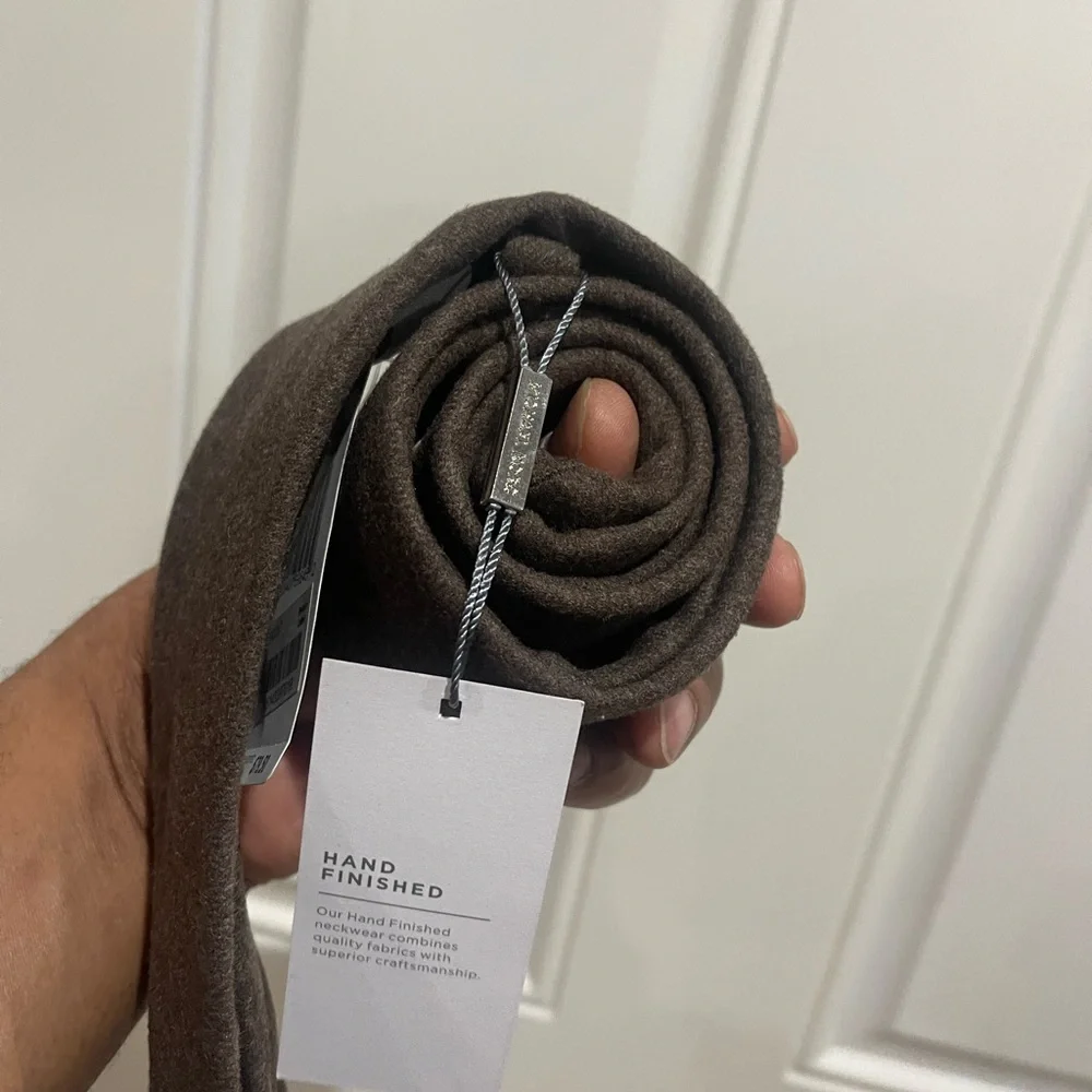 NWT Michael Kors Brown Solid Wool-Blend Necktie Sz OS - Picture 4 of 12